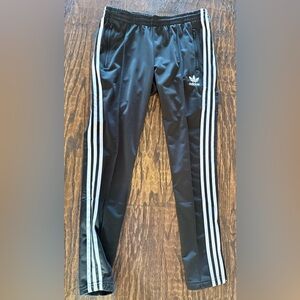 Adidas Black Joggers with White Stripes